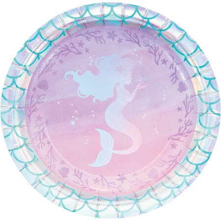 Creative Converting Iridescent Mermaid Party Dessert Plates, 7", 96PK 336703